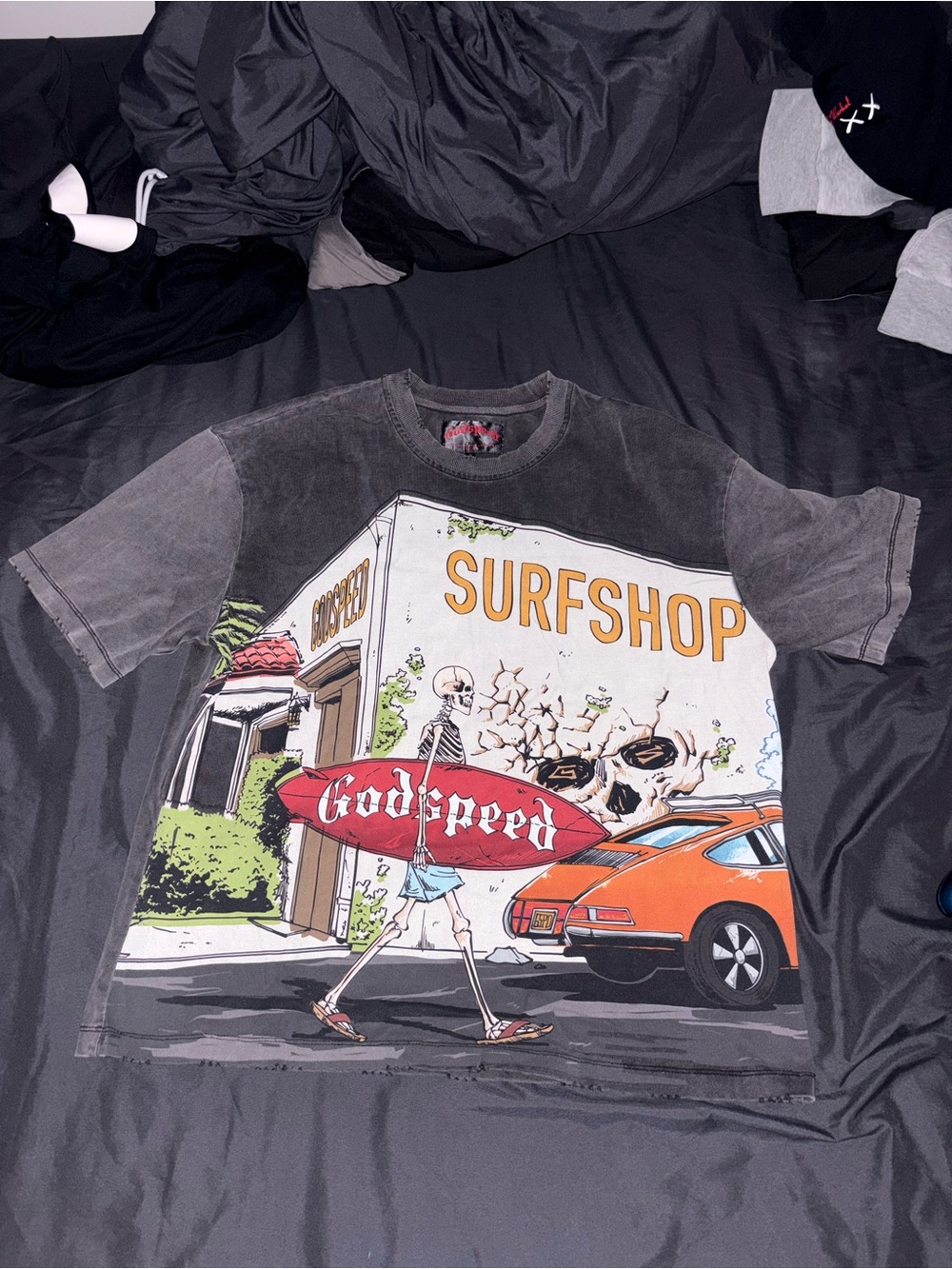 Godspeed Surfshop Graphic Short Sleeve Tee - Gray/black